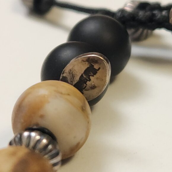 NWT Kenton Michael Petrified Wood & Sterling Silver Bracelet Pull Fit 8mm Beads - Picture 6 of 12